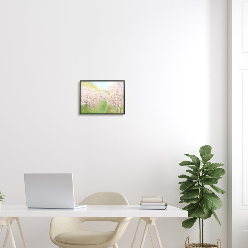Art texturé à la giclée sur pétales roses printaniers par Kim Allen, Giclée encadrée noir minuit