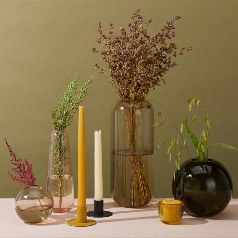 Vase de table Aurora, H 6 po x l 6 po x P 6 po, Olive