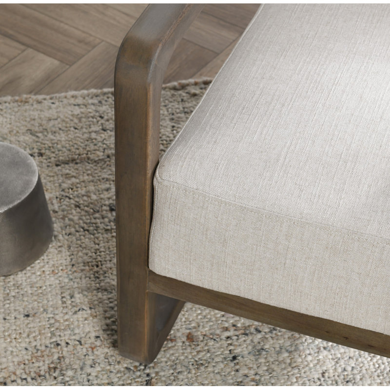 Fauteuil en polyester l 29 po Saya, Mélange de polyester beige, Brun naturel