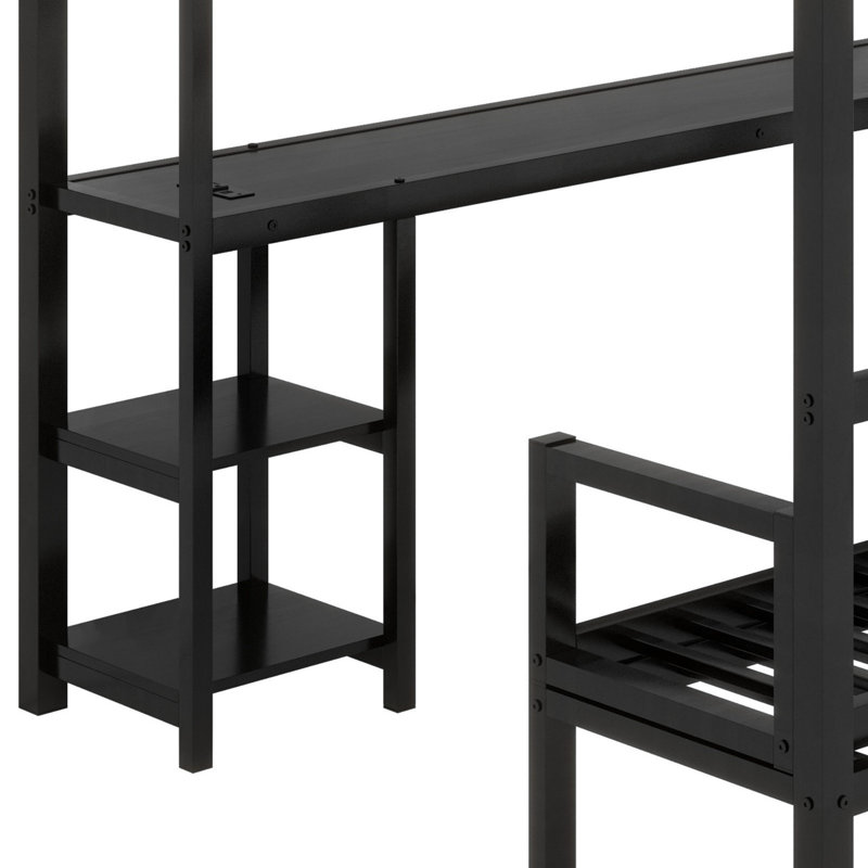 Lit superposé en métal / lit mezzanine avec bureau et tablettes, utilisations multiples se pliant dans un canapé avec DEL et USB