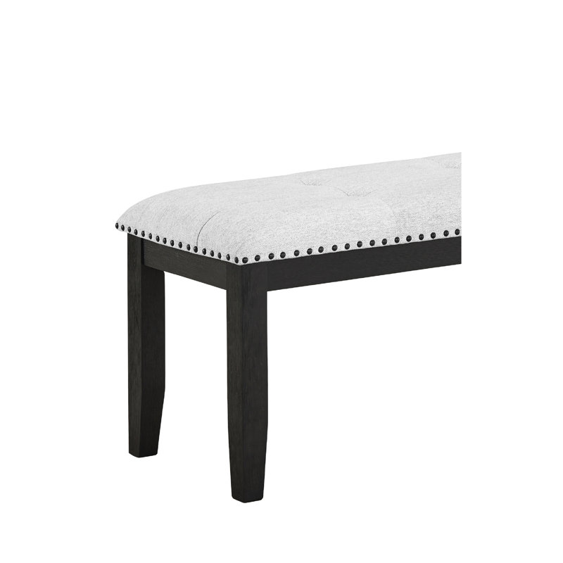 Banc rembourré confortable avec pieds noirs et revêtement gris pour salle à manger élégante en gris