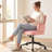 Upholstered Swivel & Adjustable Height Office Chair, Clover-shaped Desk Chair with Armrest-1956842354