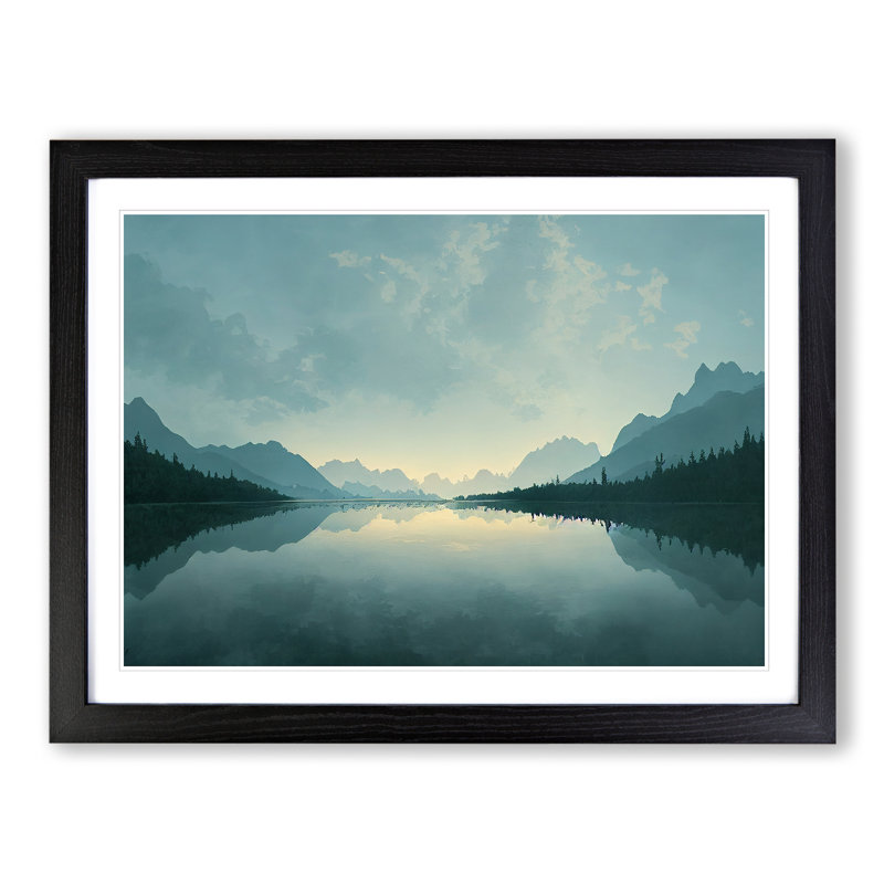 Mountain Lake Reflection Vol.3 - Framed Print, Black Framed, 46cm H x 64cm W x 2cm D