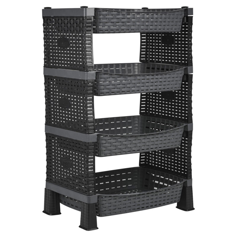 Alexande 41cm W Plastic Storage Rack, Black/Gray