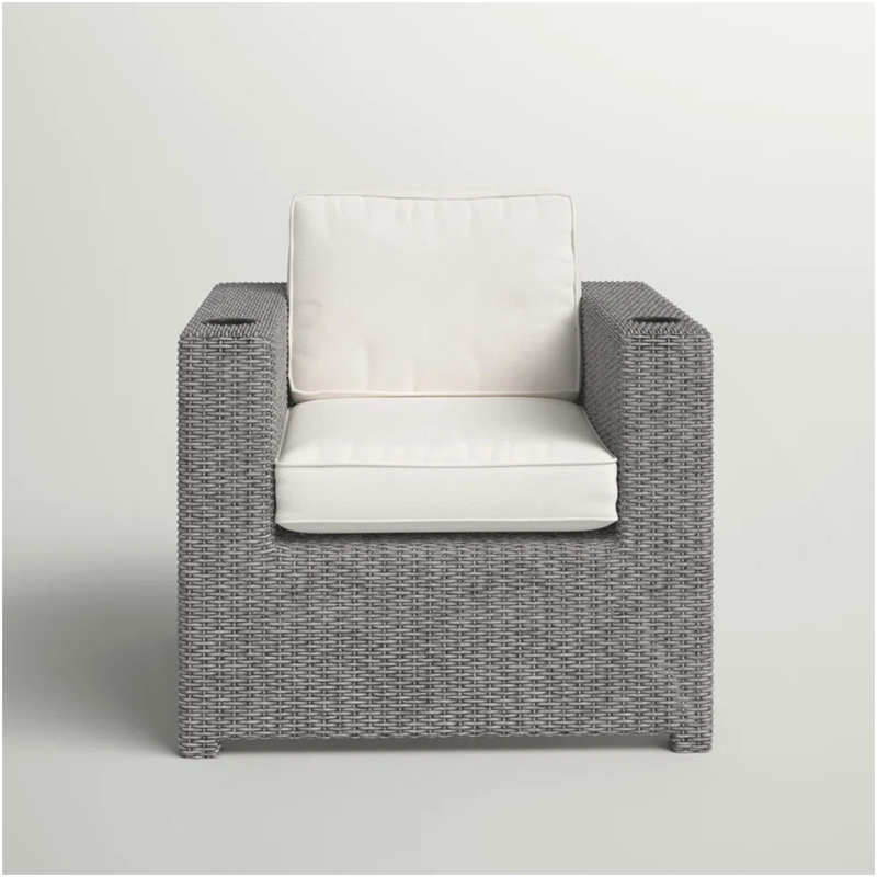 Fully Assembled Patio Chair With Cushions, Gray, Cream