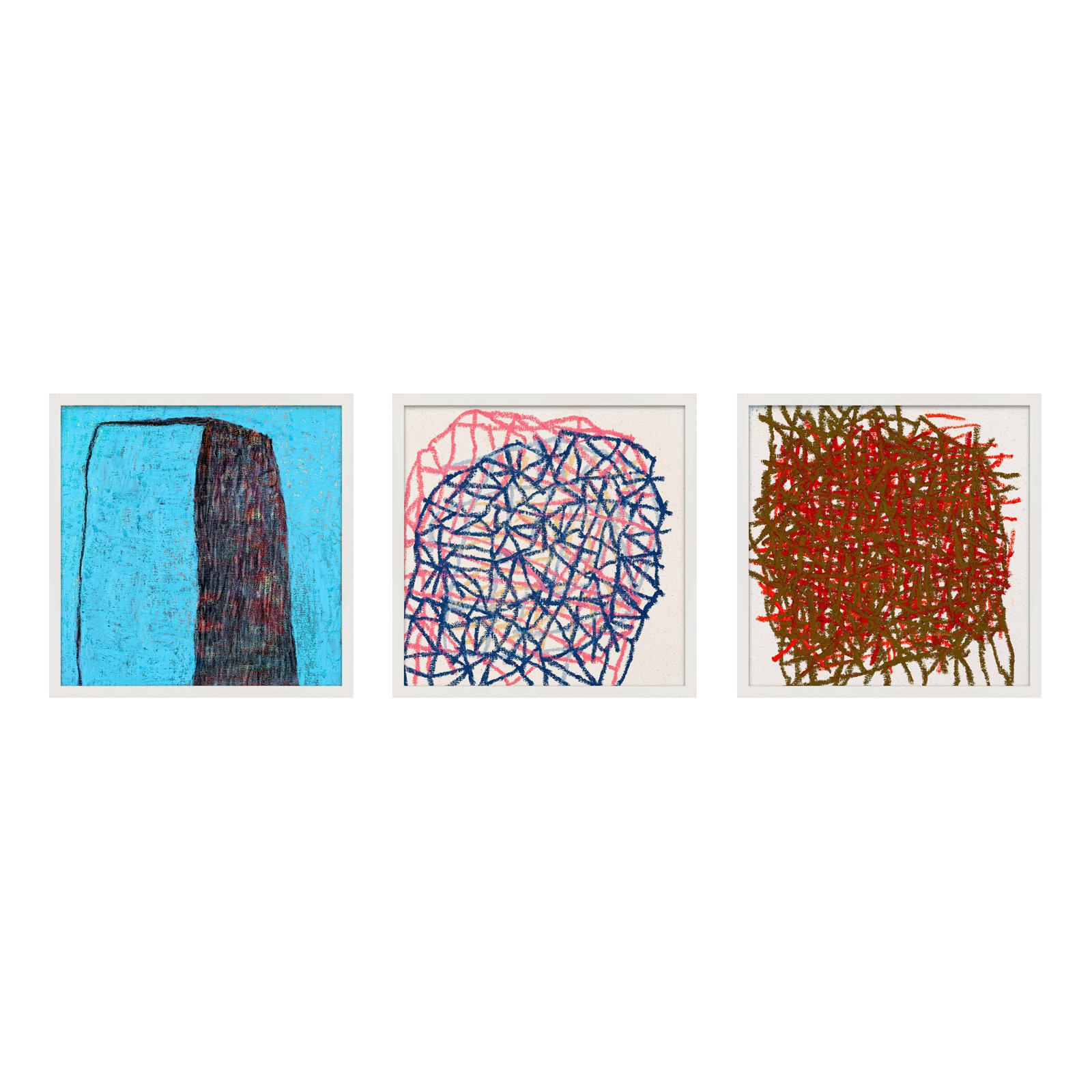 Drewes "Tangle" 3-Piece Print Set, White, 24" H x 72" W  x 1.25" D