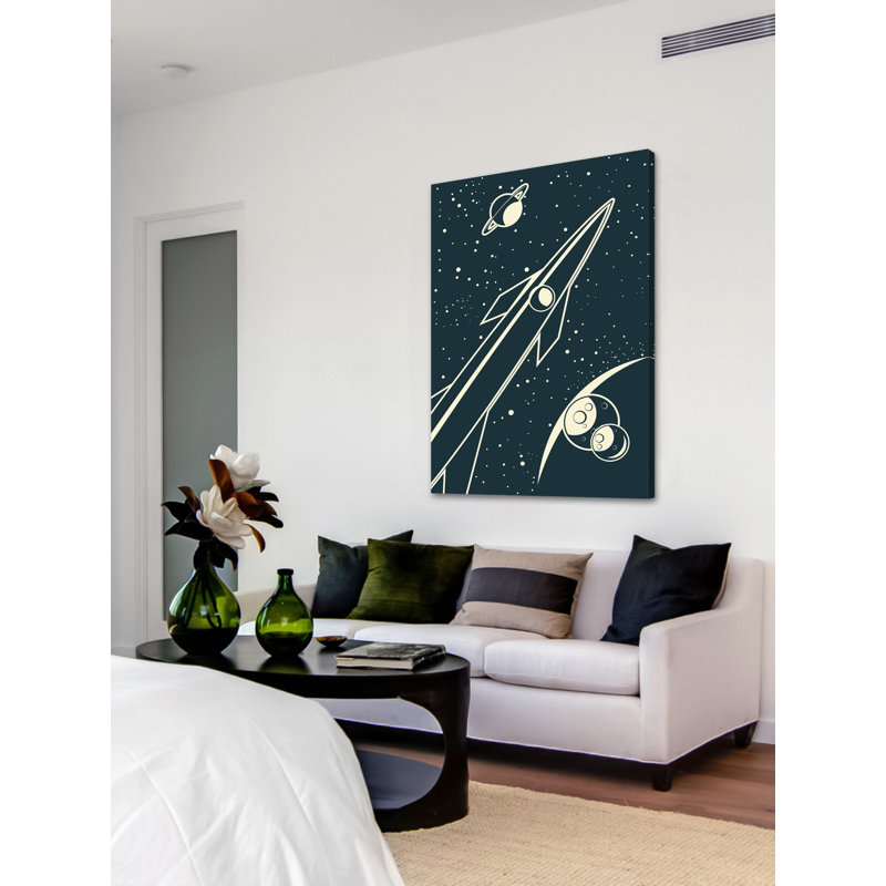 Deep Space Rocket Graphic Art Canvas Print