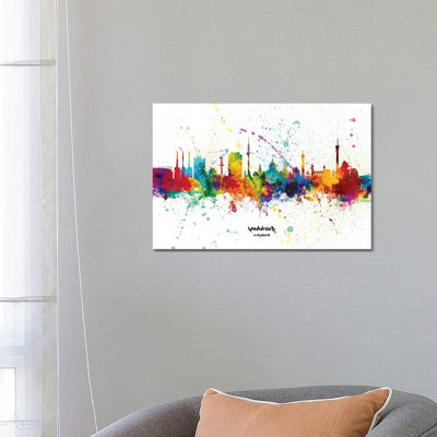 Hannover Germany Skyline Splash by Michael Tompsett - 1 Piece Wrapped Canvas Wall Art