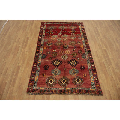 Vintage Geometric Traditional Wool Gabbeh Style Rug 4x8