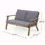 Ensemble de conversation d'extérieur 4 places en bois d'acacia avec causeuse, table basse et 2 fauteuils club - finition grise et coussins gris foncé-1803957797