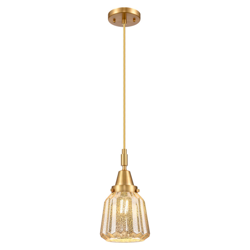 Downtown Urban - Caden Chatham - Mini-luminaire suspendu à cordon 1 lumière 7 "- Abat-jour, Mercure, Or satiné