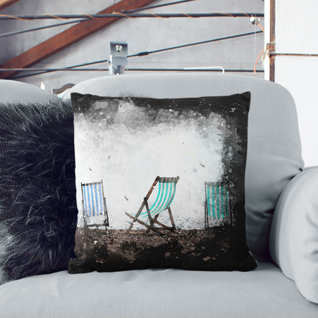 Deckchairs on Brighton Beach Cushion with Filling