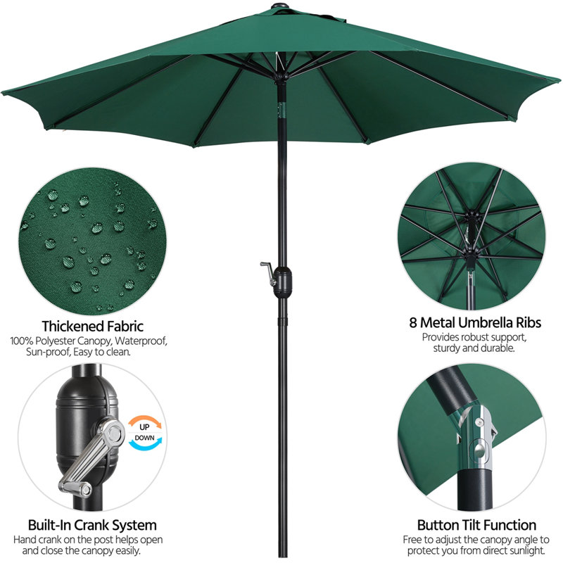 Color 270cm Market Parasol, Dark Green