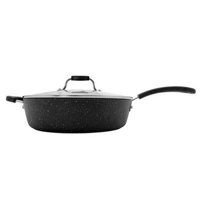 THE ROCK By Starfrit® Terra 12-In. Black Marble Non-Stick Deep Fry Pan With Lid & Bakelite® Handle