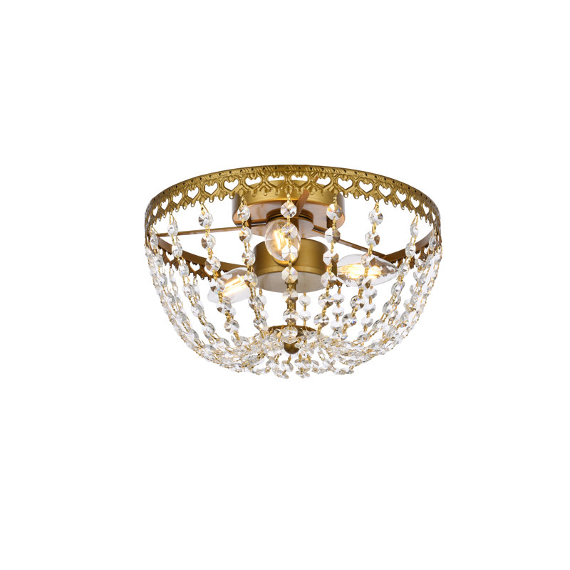 Attahrawi 3-Light Flush Mount, 7.5" H x 12" W x 12" D, Brass