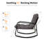 Ensemble 2 pièces de chaises berçantes d'extérieur en métal gris foncé avec table d'appoint-613985226