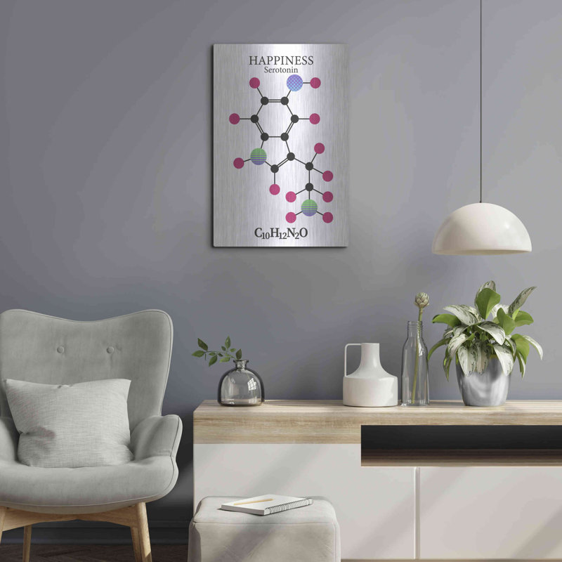 «Serotonin Molecule», art mural en métal, H 24 po x l 16 po