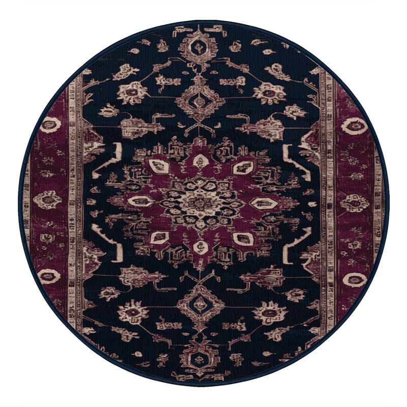 Tapis mauve lavable à la machine, Rond 7 pi