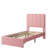 Twin Bed Frame with Under-Bed Drawer, Pink Boucle Upholstered Platform Bed with Wave Headboard for Kids/Girls, Wooden Slats Support