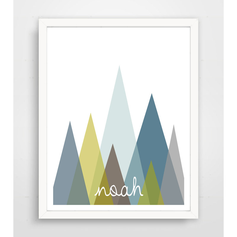 Montagnes abstraites modernes personnalisées avec impression sur papier, H 14 po x l 11 po, Oui, Bleu