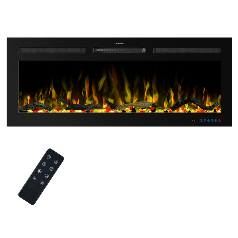 Electric Fireplace with APP Control & Google Home and Alexa Voice Control, Electric Fireplace Mounted in Recess, 13 LED Color Flame Effect, 750W/1500W, Timer, Overheat Protection