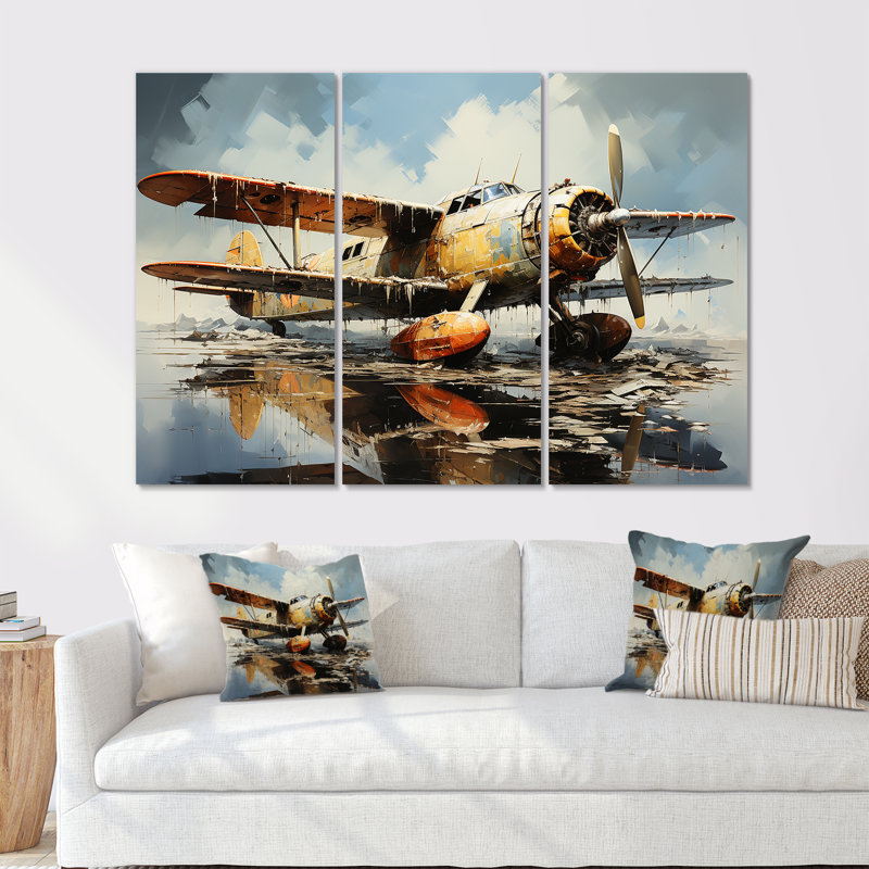 Rêve d'avion surréel - ensemble d'art mural avion, H 32 po x l 48 po x P 1 po