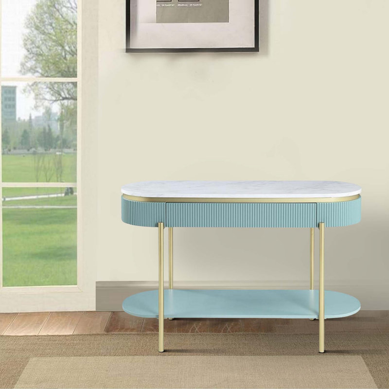 Console de 48 po Maxym, Bleu sarcelle / or