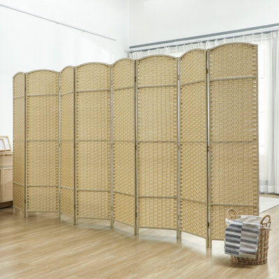 Paravent, écran d'intimité pliable à 8 panneaux, cloison autoportante de 5,6 pi de hauteur pour bureau à domicile, chambre à coucher, beige