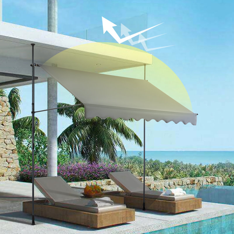 Auvent rétractable manuel pour terrasse Canopee, H 118,11 po x l 78,74 po x P 59 po, Beige