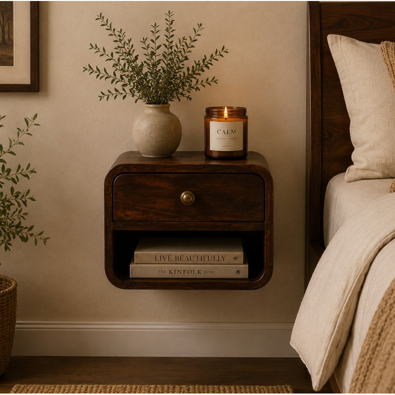 Nightstand 30cm W Solid Wood Bedside Table