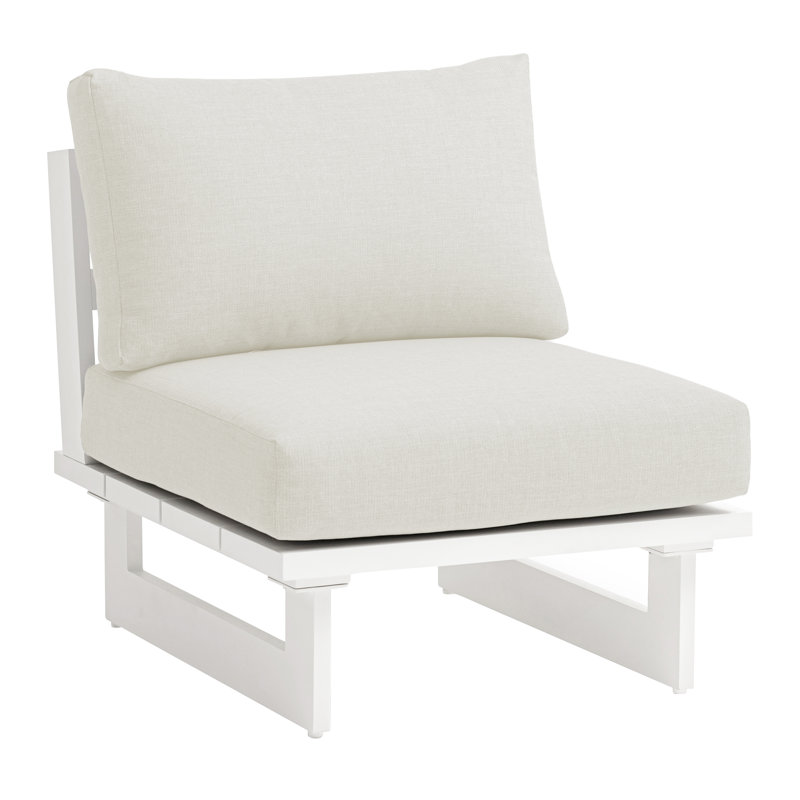Hubery Aluminum Outdoor Armless Lounge Chair, Cream, White