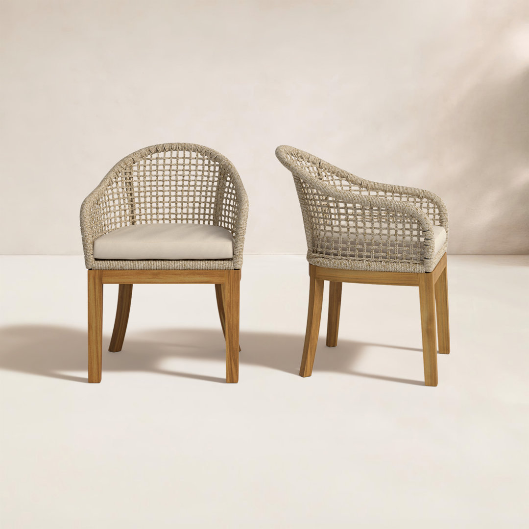 Akiva Patio Dining Armchair with Sunbrella Cushions (Set of 2) Birch Lane™