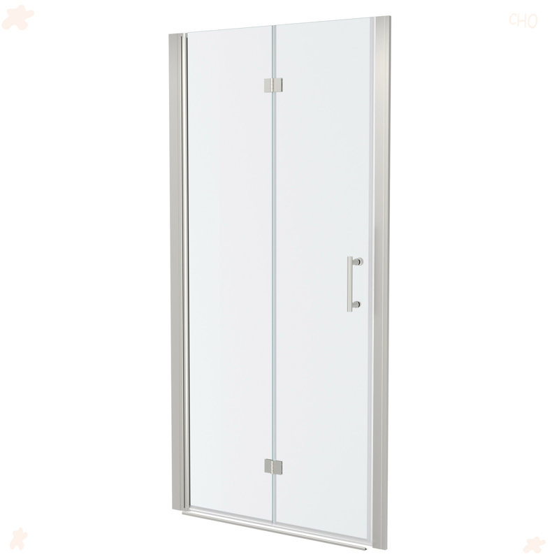 30"W X 72"H Fold Frameless Shower Door With Tempered Glass, Chrome
