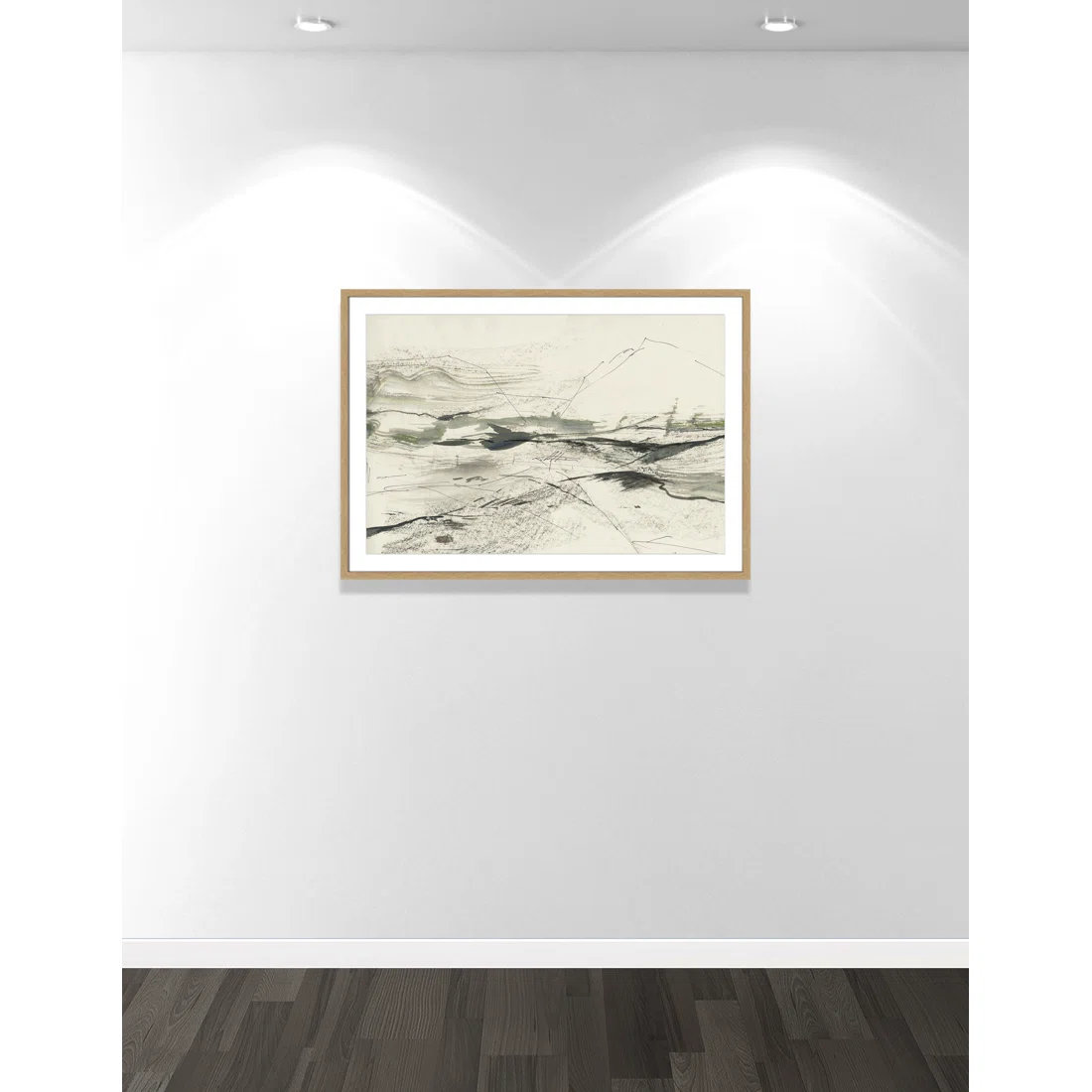 Green Sketches Print by PI Studio, 29.5" H x 41.5" W x 1.25" D, Natural Box Picture Framed, White