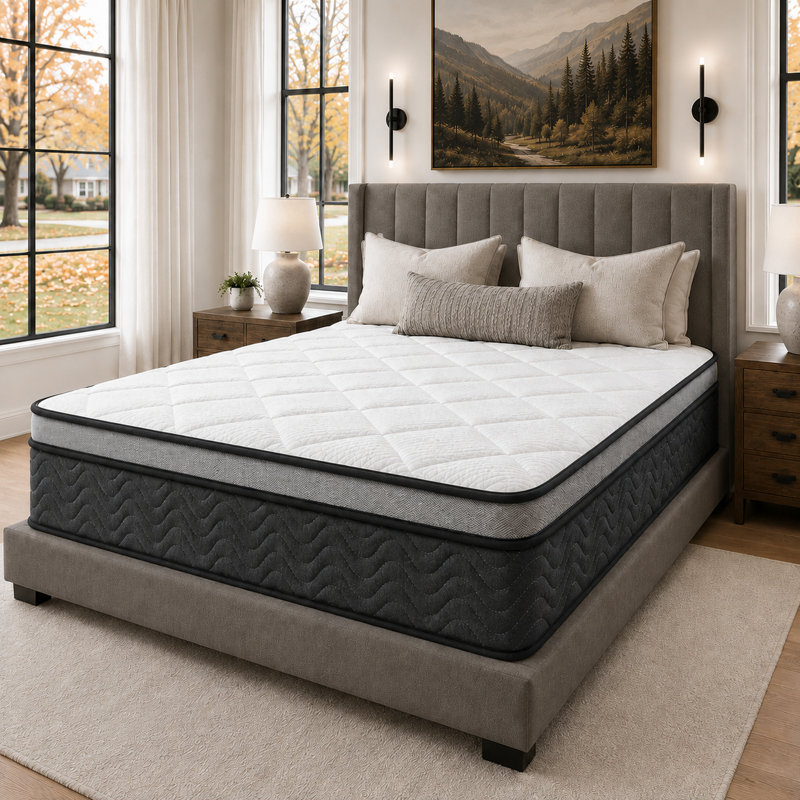 Evann King 12" Medium Firm Hybrid Mattress with Cooling Gel Memory Foam, Pocket Coils, Pressure Relief, Motion Isolation & Edge Support