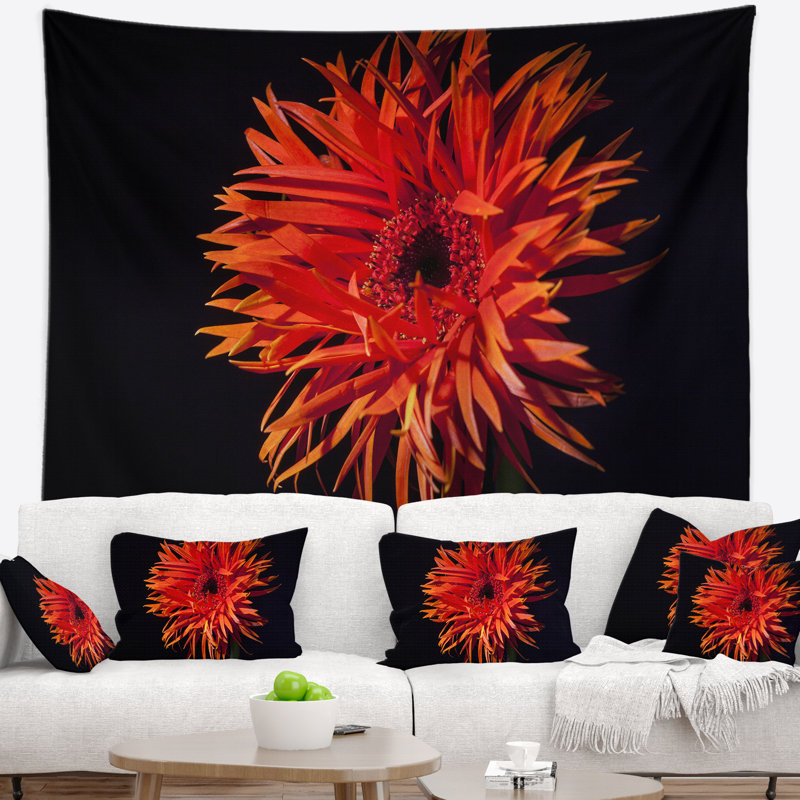 Tapisserie aquarelle en cascade spider gerbera, H 50 po x l 60 po