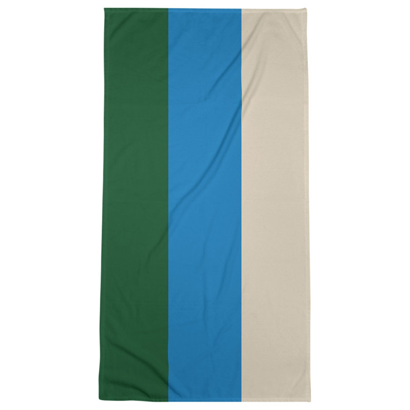 Cotton Blend Lightweight Bath Towel, Green/Blue/Cream