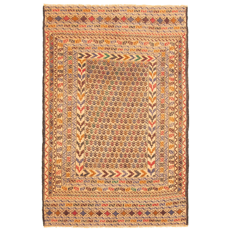 Tapisserie Morphew beige Kilim 4 pi 3 po x 6 pi 4 po