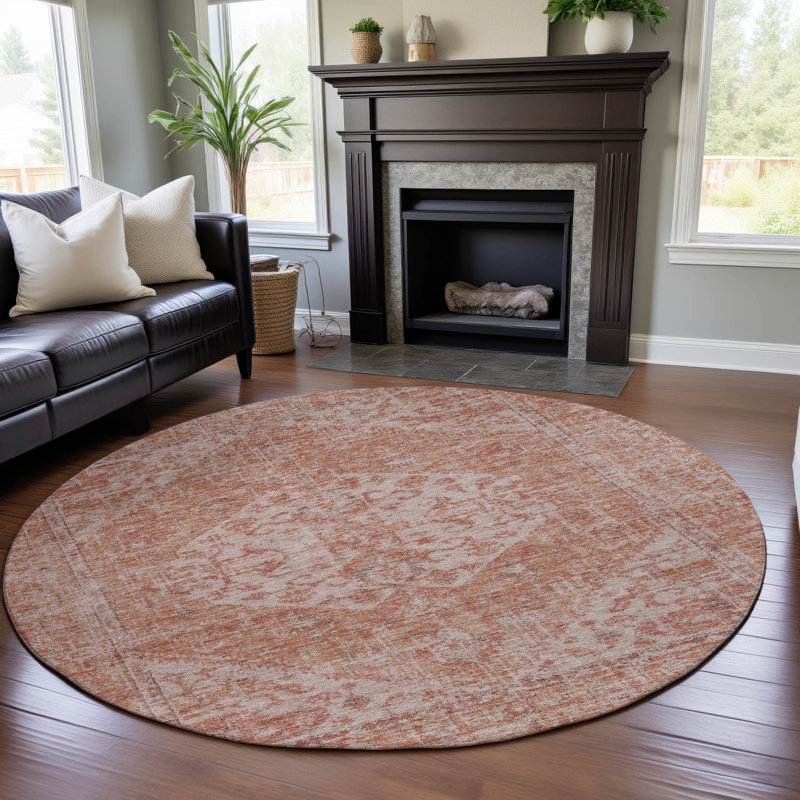 Premium Machine Washable Wayne AMF1104 Global Rug, Round 8'