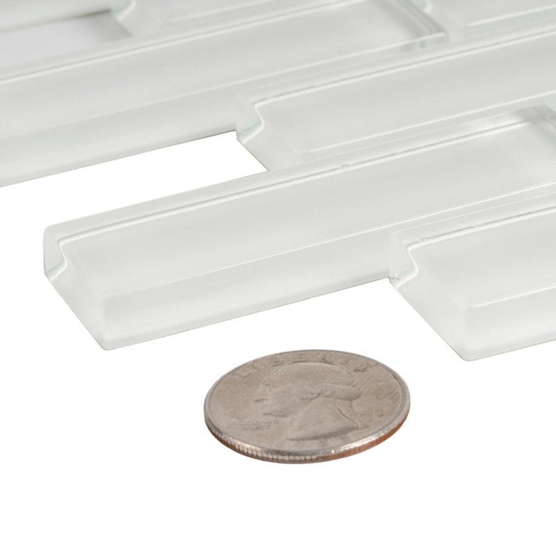 11.9"X 11.9" Polished Glass Brick Tile, Ice White