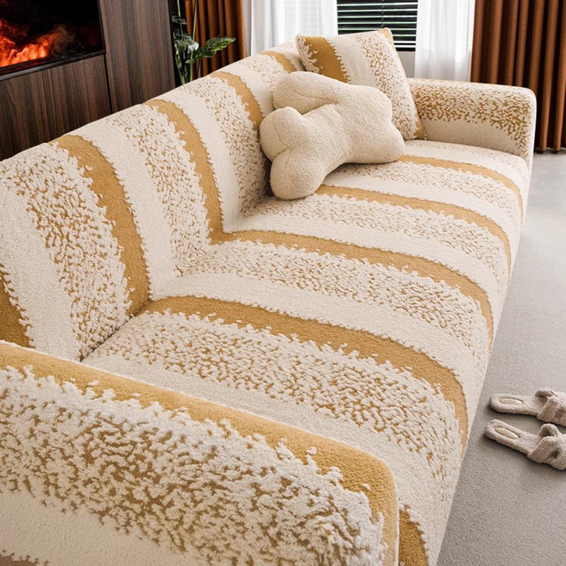 Housse pour canapé en peluche Winter, Brun, L 90 po x P 35 po