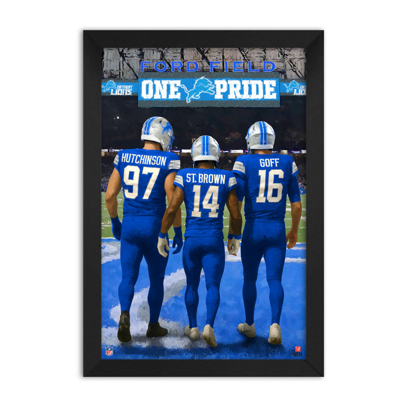 Affiche encadrée NFL Detroit Lions 3 joueurs, 68,5 x 99 cm, NFL Detroit Lions