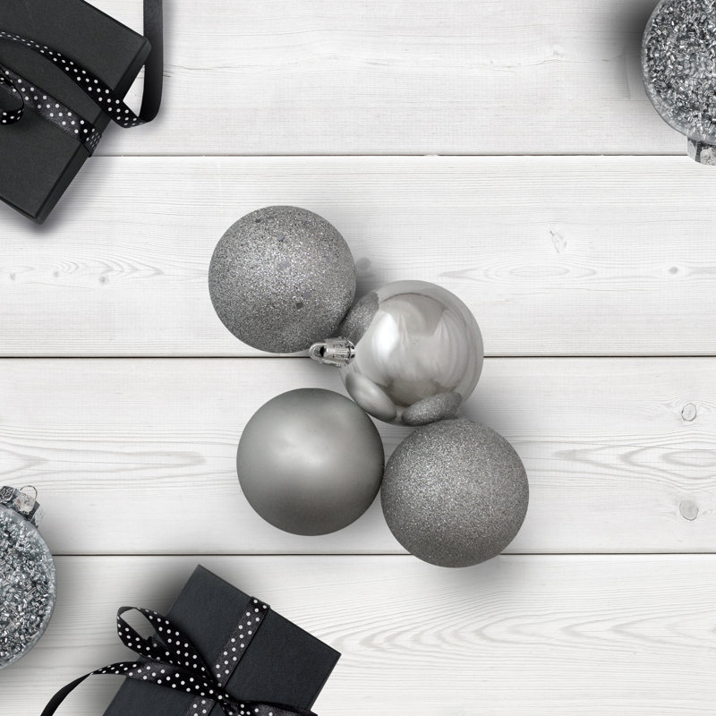 Décoration de boule décorative des Fêtes, Gris, H 2,4 po x l 2,4 po x P 2,4 po
