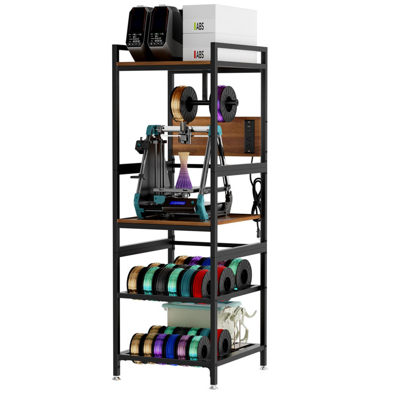Heavy-duty 3D printer storage rack with T-shaped consumable support