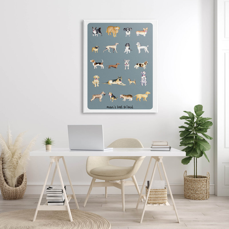 «Man's Best Friend Dog Breeds», art mural sur toile par Andi Metz, H 48 po x l 36 po x P 1,5 po