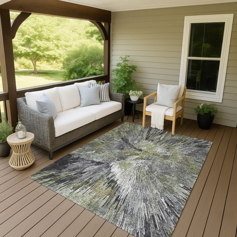 Machine Washable Indoor/Outdoor Pablo ACN2283 Abstract Rug, Rectangle 3' x 5'