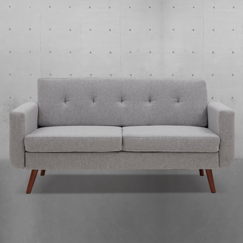 Causeuse rembourrée, Mélange de coton gris / mélange de lin