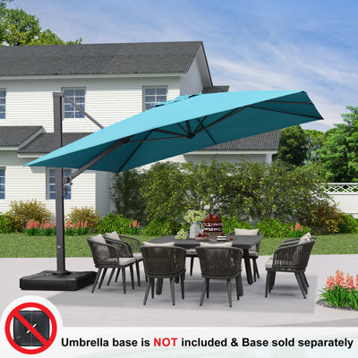 Parasol carré en porte-à-faux 12 pi Najai, sans base, bleu turquoise