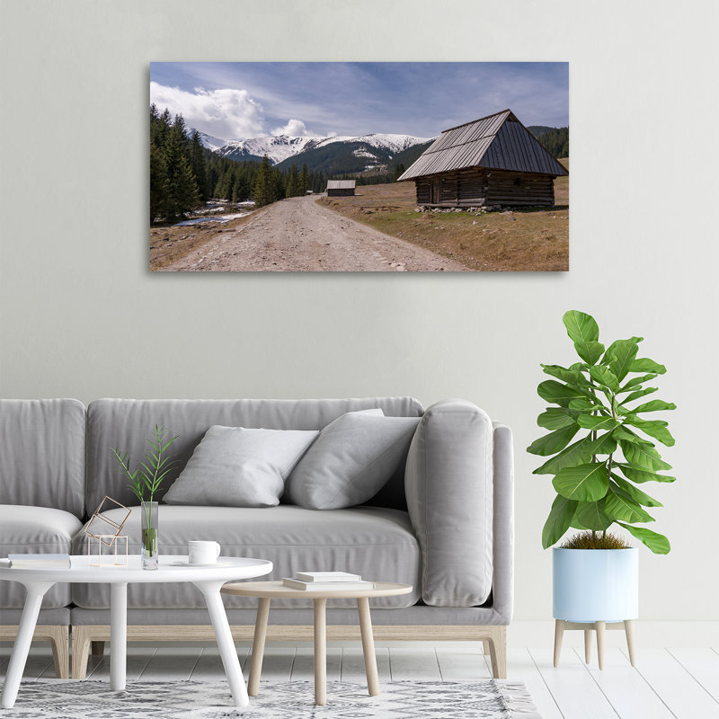 House In Mountains - Wrapped Canvas Print
