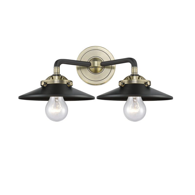 Éclairage pour salle de bain 2 lumières Gault, Laiton antique noir, DEL, Noir mat